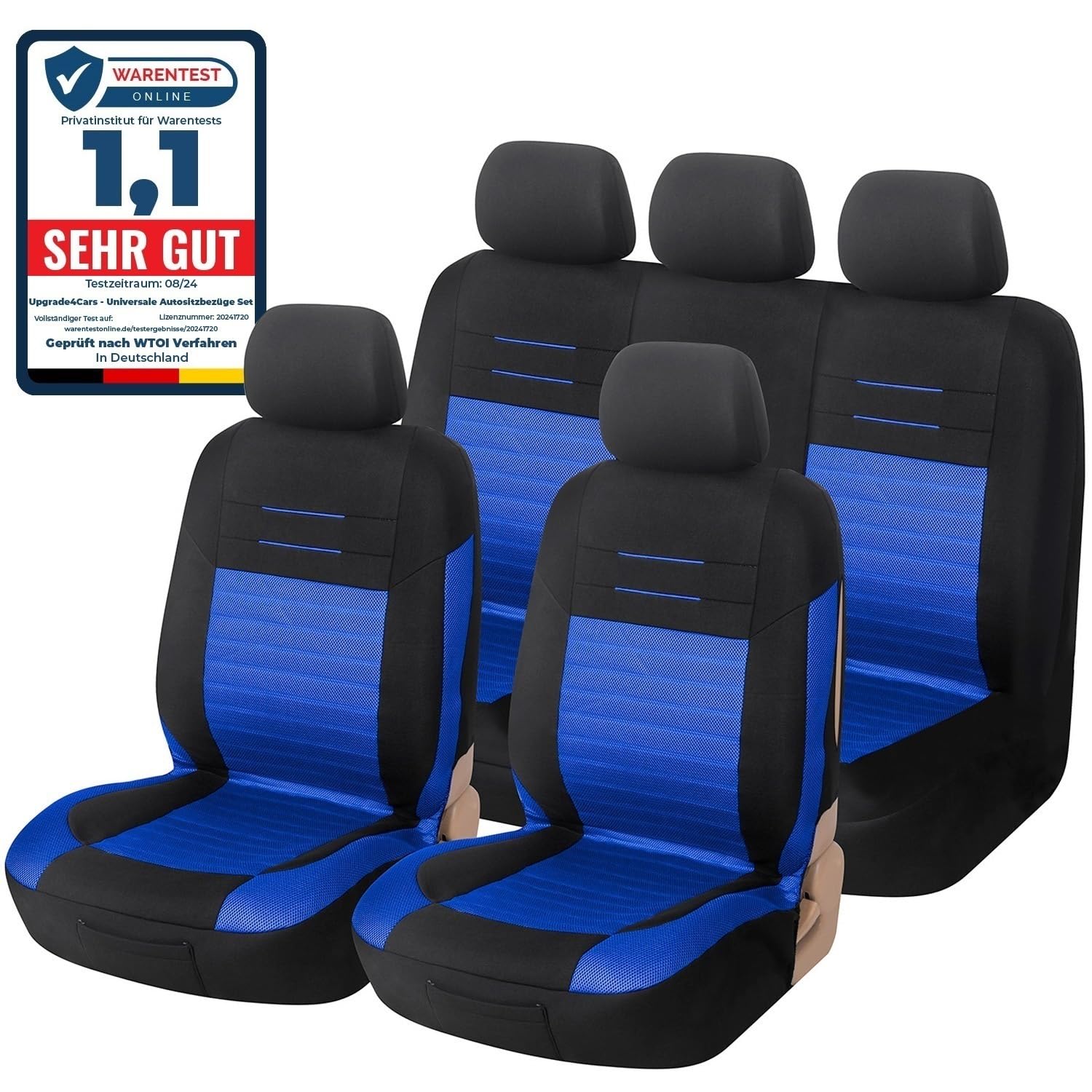 Upgrade4cars Auto-Sitzbezüge Blau Schwarz | Auto-Schonbezüge Set für Vordersitze & Rückbank | Auto-Sitzbezug Universal von Upgrade4cars