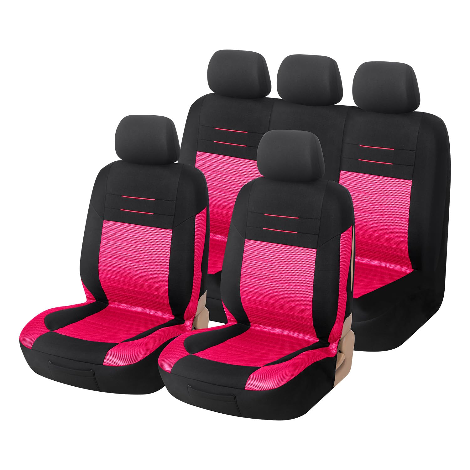 Upgrade4cars Auto-Sitzbezüge Pink Schwarz | Auto-Schonbezüge Set für Vordersitze & Rückbank | Rosa Auto-Sitzbezug Universal von Upgrade4cars