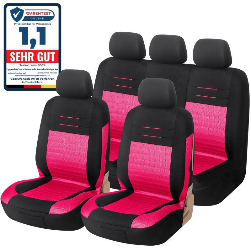 Upgrade4cars Auto-Sitzbezüge Pink Schwarz | Auto-Schonbezüge Set für Vordersitze & Rückbank | Rosa Auto-Sitzbezug Universal von Upgrade4cars