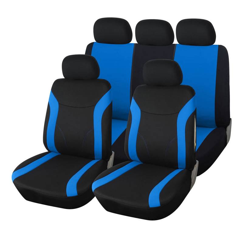 Upgrade4cars Auto-Sitzbezüge Set Blau Schwarz | Auto-Schonbezüge Universal für Fahrersitz & Beifahrer | Auto-Zubehör Innenraum von Upgrade4cars