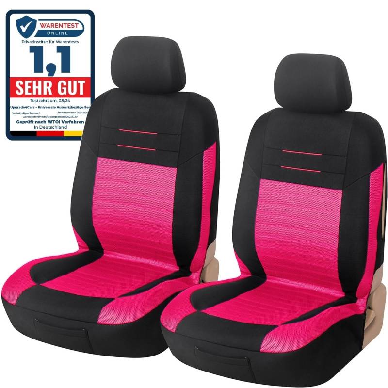 Upgrade4cars Auto-Sitzbezüge Vordersitze Rosa Schwarz | Auto-Sitzbezug Set Pink Universal | Auto-Schonbezüge für Fahrersitz & Beifahrer von Upgrade4cars