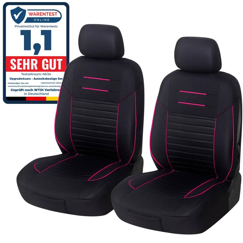 Upgrade4cars Auto-Sitzbezüge Vordersitze Schwarz Pink | Auto-Schonbezüge Set Vorne für Fahrersitz & Beifahrer | Auto-Sitzbezug Universal von Upgrade4cars