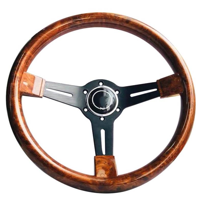 14 Zoll Holzlenkrad 6 Loch Auto Retro Sportlenkrad mit Horn Universal Rennwagen Lenkrad Kompatibel für Auto Modifiziertes Lenkrad Autozubehör von Uposao