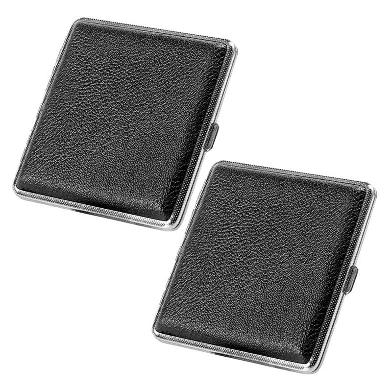 2 X Zigarettenetui 20 Zigaretten, wasserdichte Zigarettendose Slim klassisch Metall Tragbare PU Leder Zigarettenbox für Damen Herren Zigarettenschachtel Box Metall Zigarettenhülle Zigaretten Kasten von Uposao