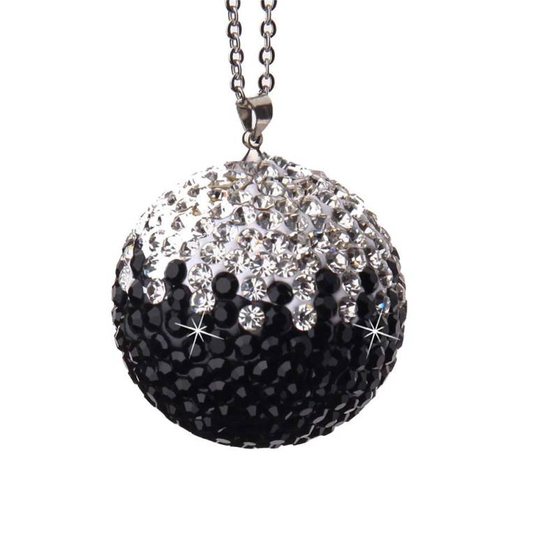 Bling Kristall Auto Rückspiegel Anhänger, Diamant Glitzer Auto Gradient Kristallkugel Anhänger Auto Rückspiegel Ornament Innenraum Zubehör Charm Anhänger Geschenke für Frauen Männer,Gradient Schwarz von Uposao