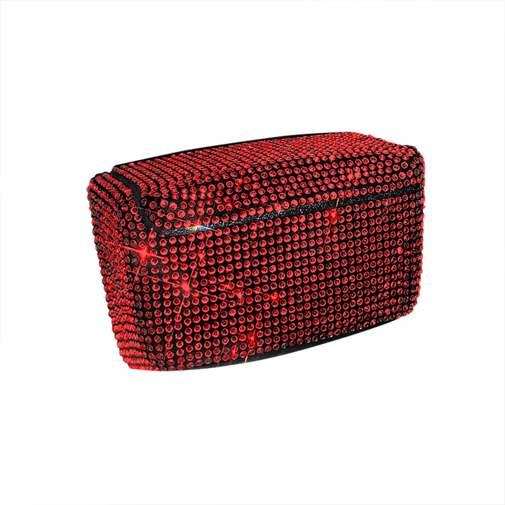 Uposao Bling Strass Auto Aschenbecher mit LED Licht, Glitzer Auto rauchfreien Zigarette Aschenbecher LED Beleuchtet mit Deckel Wasserdichter Aschenbecher mit Halterung Auto-Müllsack für Auto,Rot von Uposao