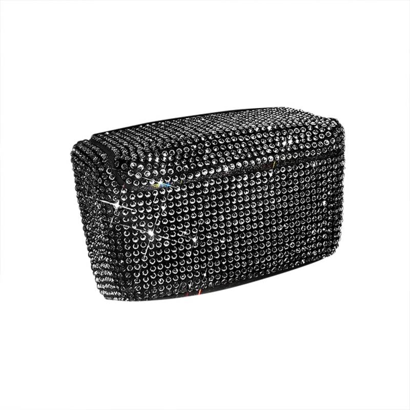 Bling Strass Auto Aschenbecher mit LED Licht, Glitzer Auto rauchfreien Zigarette Aschenbecher LED Beleuchtet mit Deckel Wasserdichter Aschenbecher mit Halterung Auto-Müllsack für Auto,Schwarz von Uposao