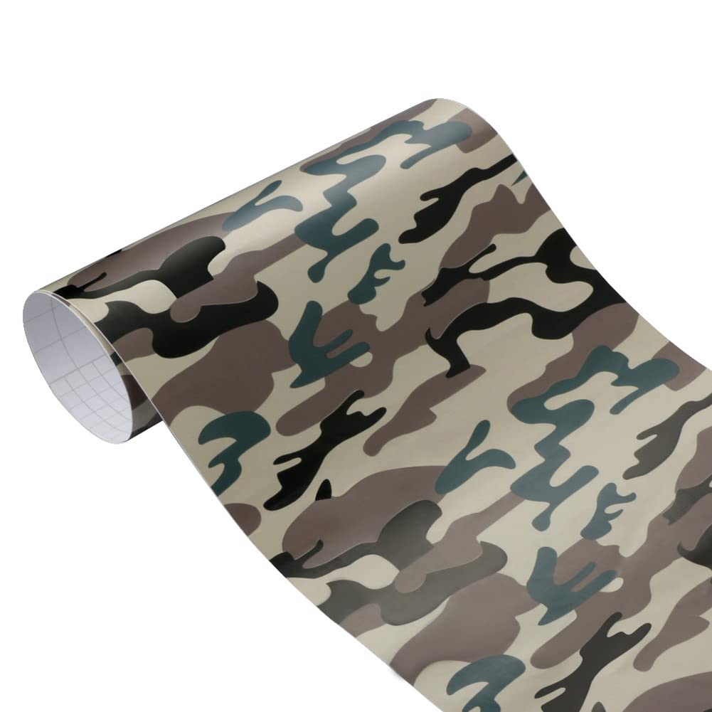 Uposao Camouflage Auto Folie,30cmx100cm Auto Vinylfolie Selbstklebende Tarnung Fahrzeug Lackschutzfolie Wasserdichter Auto Schutz Folie Autoaufkleber für Auto SUV LKW Bike Motorrad Boot Laptop von Uposao