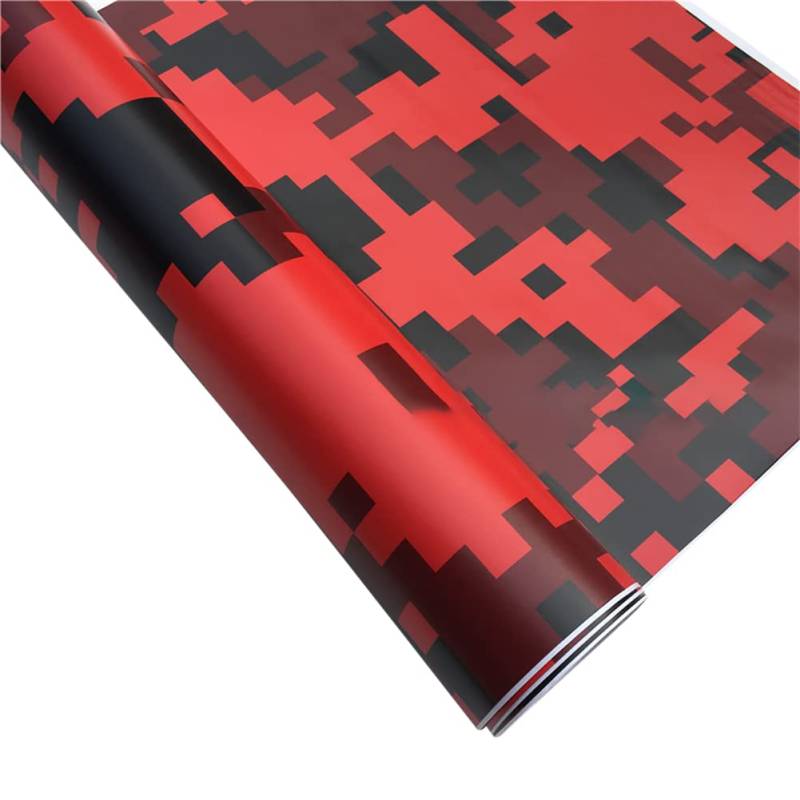 Camouflage Auto Folie,Auto Vinylfolie Selbstklebende Tarnung Fahrzeug Lackschutzfolie Auto Schutzfolie Wrapping DIY Vinyl Folie Autoaufkleber für Auto Motorrad Fahrrad,30cmx152cm,Rot von Uposao