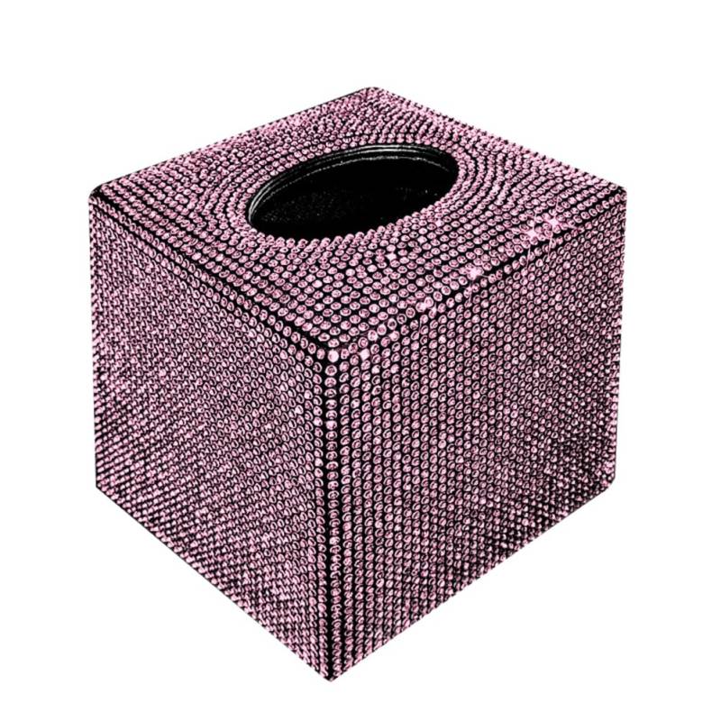 Uposao Bling Bling Auto Tissue Box, Quadratisch Glitzer Kristall Strass Taschentuchbox Kosmetiktücherbox Taschentuchspender Taschentuchhalter für Esszimmer Badezimmer Schlafzimmer Auto Büro,Rosa von Uposao