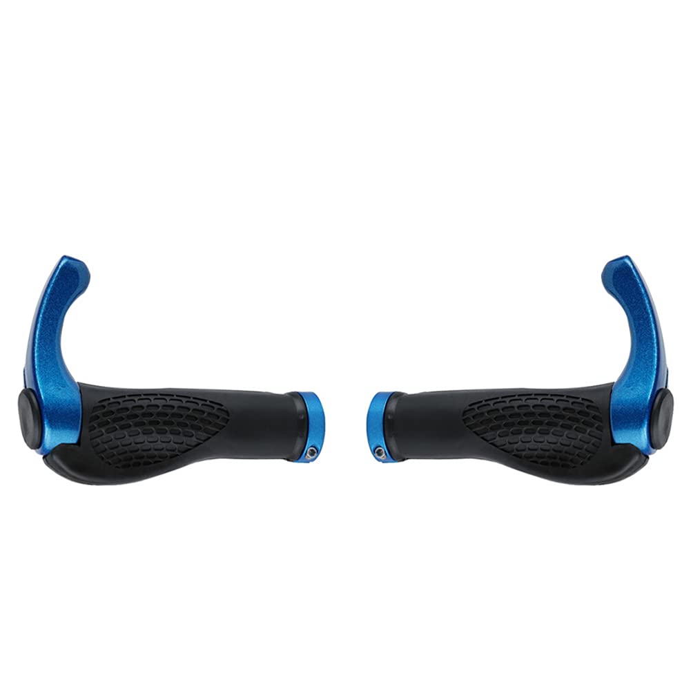 Uposao Fahrradgriffe Ergonomisch, 1 Paar Horn Lenkergriffe rutschfest Weich Gummi Lenker Griff Komfortable Stoßfest Handgriffe für Mountainbike, Downhill, Trekkingrad, E-Bike, Crossbike,Blau von Uposao