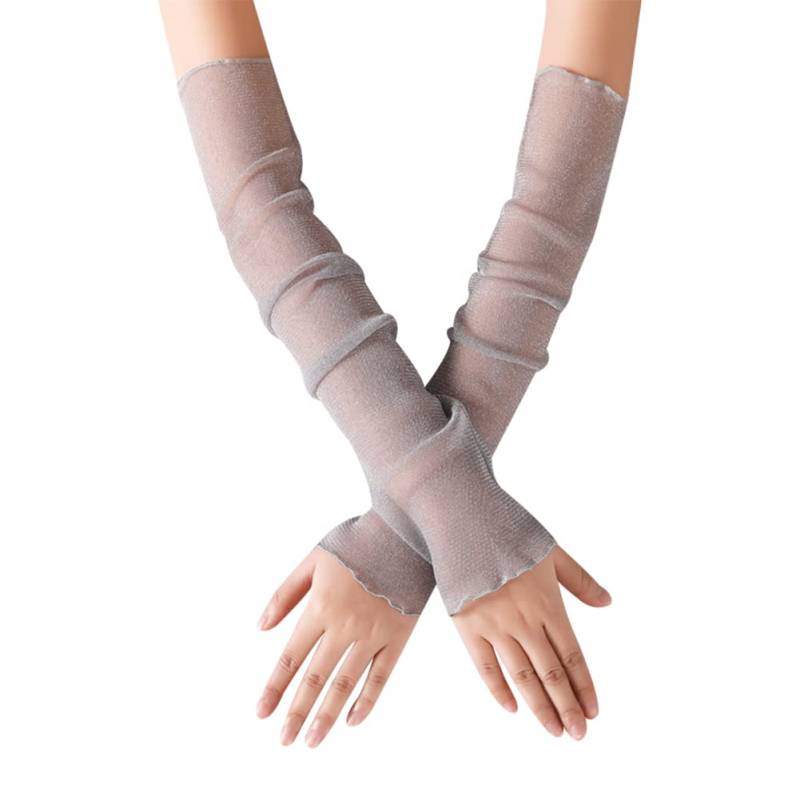 Uposao Handschuhe für Damen, Sommer Elegant Spitze Lang Handschuhe Armstulpen Sonnenschutz Fingerlose Fahrradhandschuhe Opern Party Handschuhe Handschuhe für Radfahren,Laufen,Golf,Fahren,Grau von Uposao