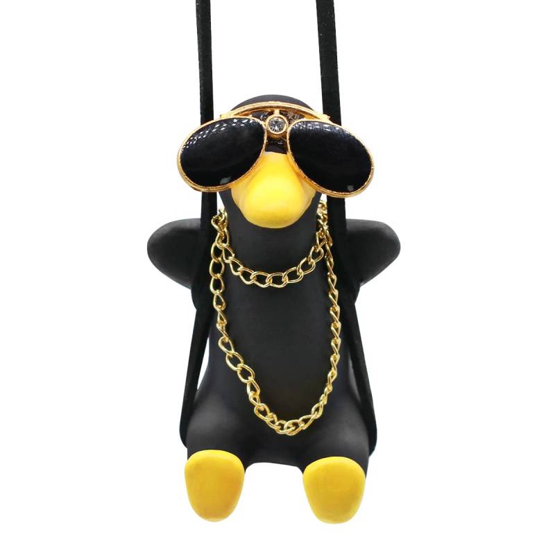 VicBou Schwingende Ente Auto Hängend Ornament,Swinging Duck, Schwingende Ente, Dekor Rückspiegel Zubehör, für Autospiegel Auto Innendekoration Zubehör Lustige Geschenke (Schwarz) von UptVin