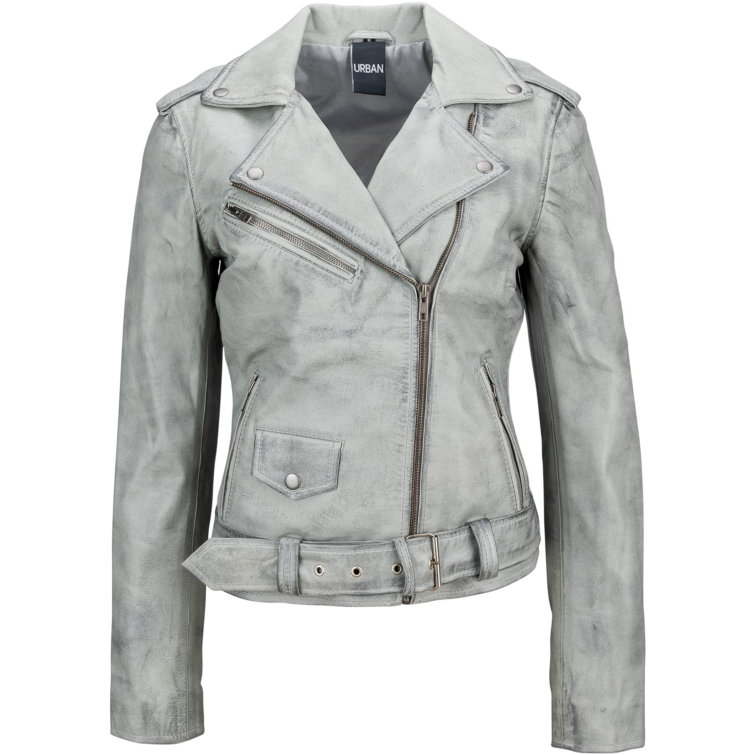 Urban Leather Damen Jacke Biker Perfecto Ladies, Große : XL Ur-278 Grau von Urban Leather