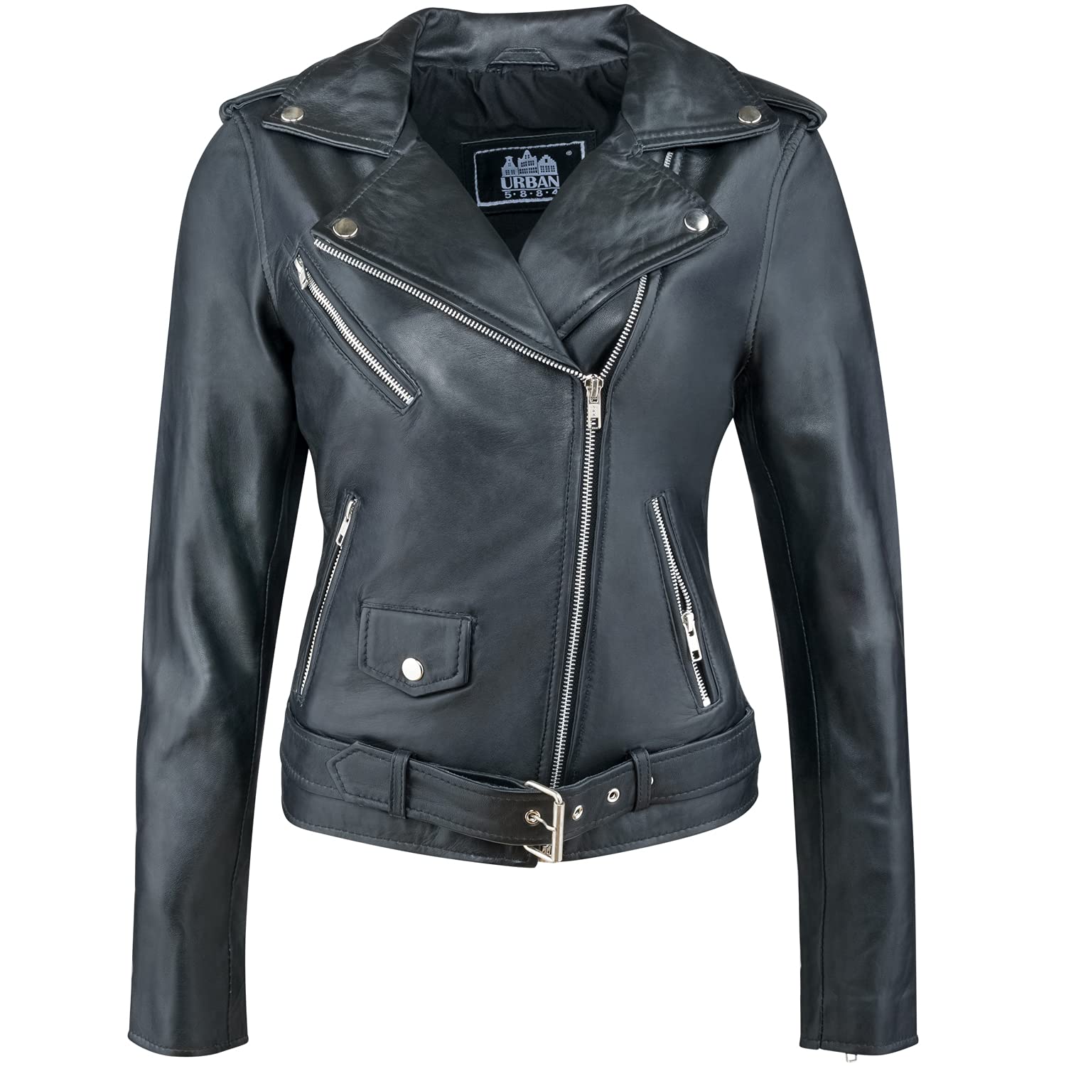 URBAN LEATHER Damen Ur-135 Damen Jacke biker Perfecto Ladies, Schwarz, 3XL EU von Urban Leather