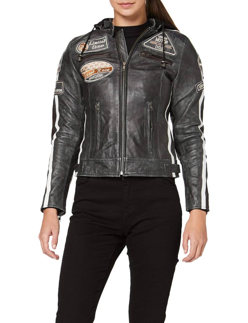 Motorradjacke Damen Mit Protektoren, URBAN 5884 , Damenjacke aus Lammleder, Protektoren für Rücken, Schultern und Ellenbogen, Breaker, 2XL/44 von URBAN 5884