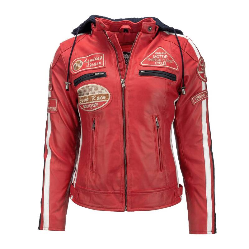 URBAN 5884 Motorradjacke Damen Mit Protektoren, Damenjacke aus Lammleder, Protektoren für Rücken, Schultern und Ellenbogen von URBAN 5884