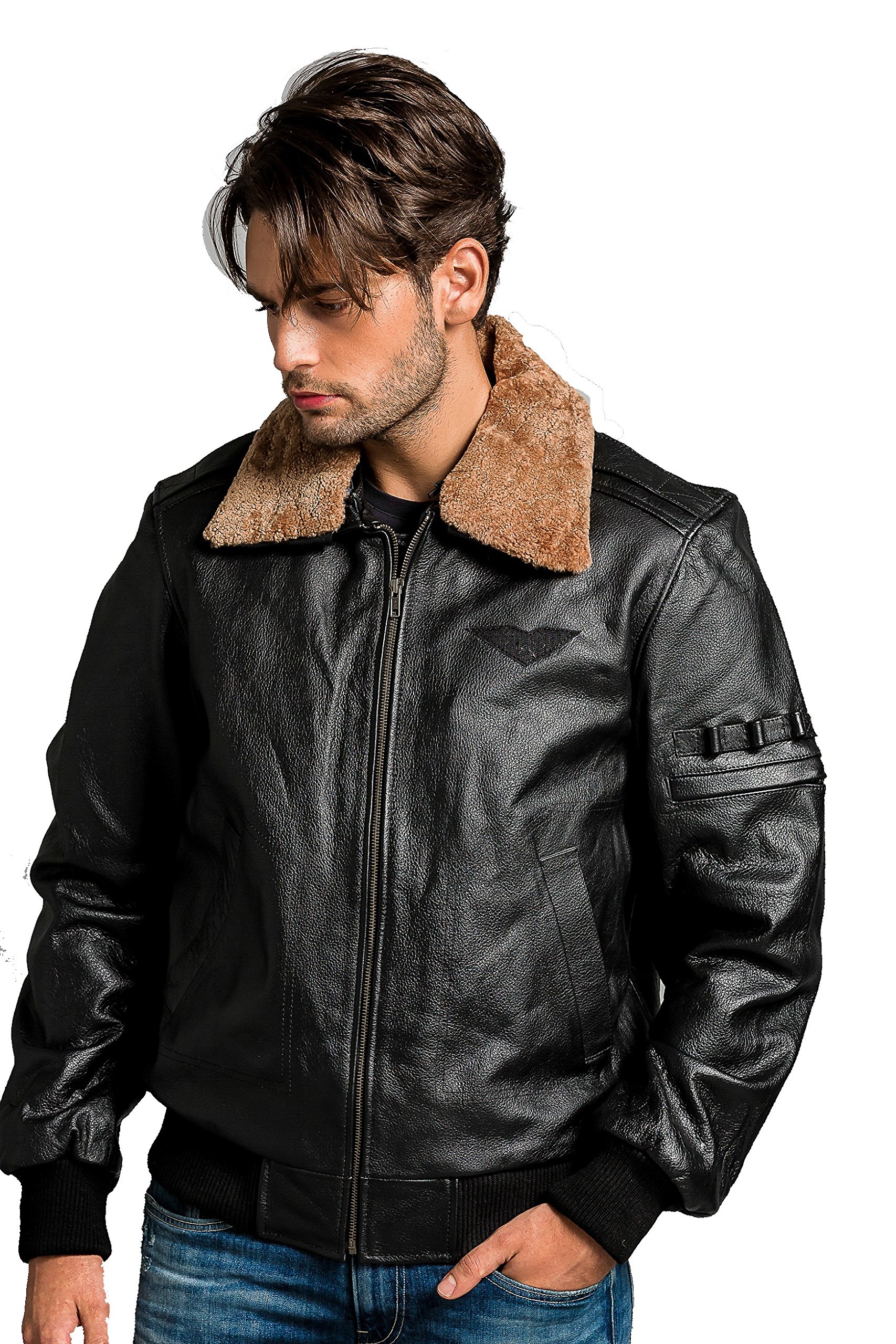 Urban Leather UR-82 Retro Fliegerjacke Pilot, Schwarz, Große : M von Urban Leather