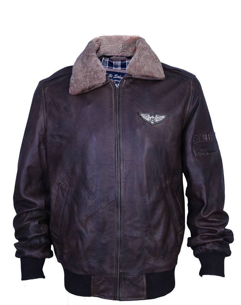 Urban Leather UR-83 Retro Fliegerjacke Pilot, Schwarz, Große : L von Urban Leather