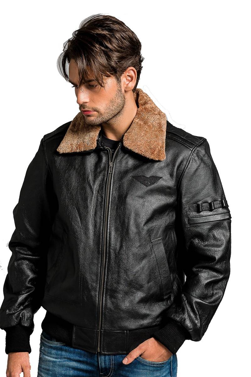 Urban Leather UR-84 Retro Fliegerjacke Pilot, Schwarz, Große : XL von Urban Leather