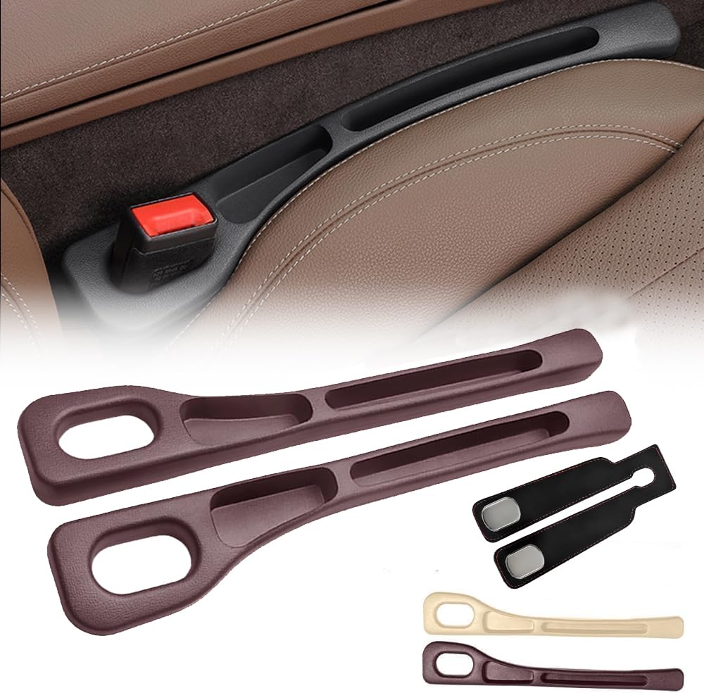 Autositz LüCkenfüLler, auto aufbewahrungsbox für autositze, car seat gap filler aufbewahrungsbox für autositzlücken FüR Die Meisten Modelle Von Autos (2PCS Braun) von Usper