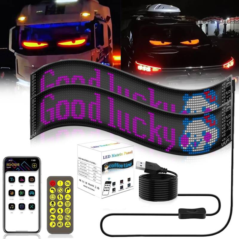 Led Augen FüR LKW Auto, Auto Light for Blazexel Devil Eyes Led Display Auto Flex Augen Car Sign, GroßEr Programmierbarer DIY Dynamische Led Bluetooth Smart Bunte Augenlampe Soft Screen von Usper