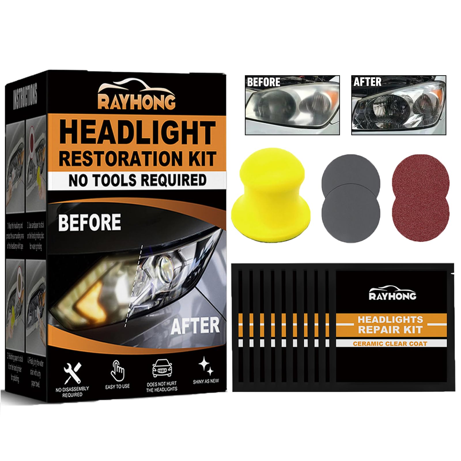 Utapossin Car Ceramic Headlight Restoration Kit, Scheinwerfer Politur, Scheinwerfer Aufbereitungs, Scheinwerfer Reiniger zur Auffrischung von Vergilbten und Vermatteten Scheinwerfern aus Kunststoff von Utapossin