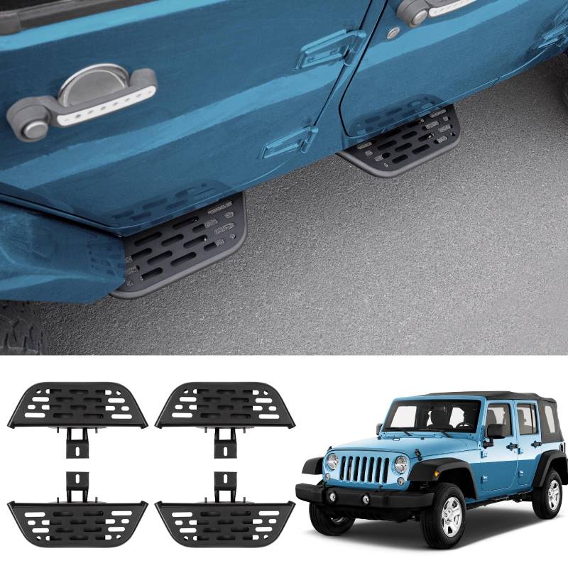 Utiiy Kompatibel mit 2007–2018 Jeep Wrangler JK 4-Türer Drop Seitenstufen Stahl Trittbretter vorne hinten Türstufen für 2007–2018 Jeep Wrangler JK Zubehör von Utiiy