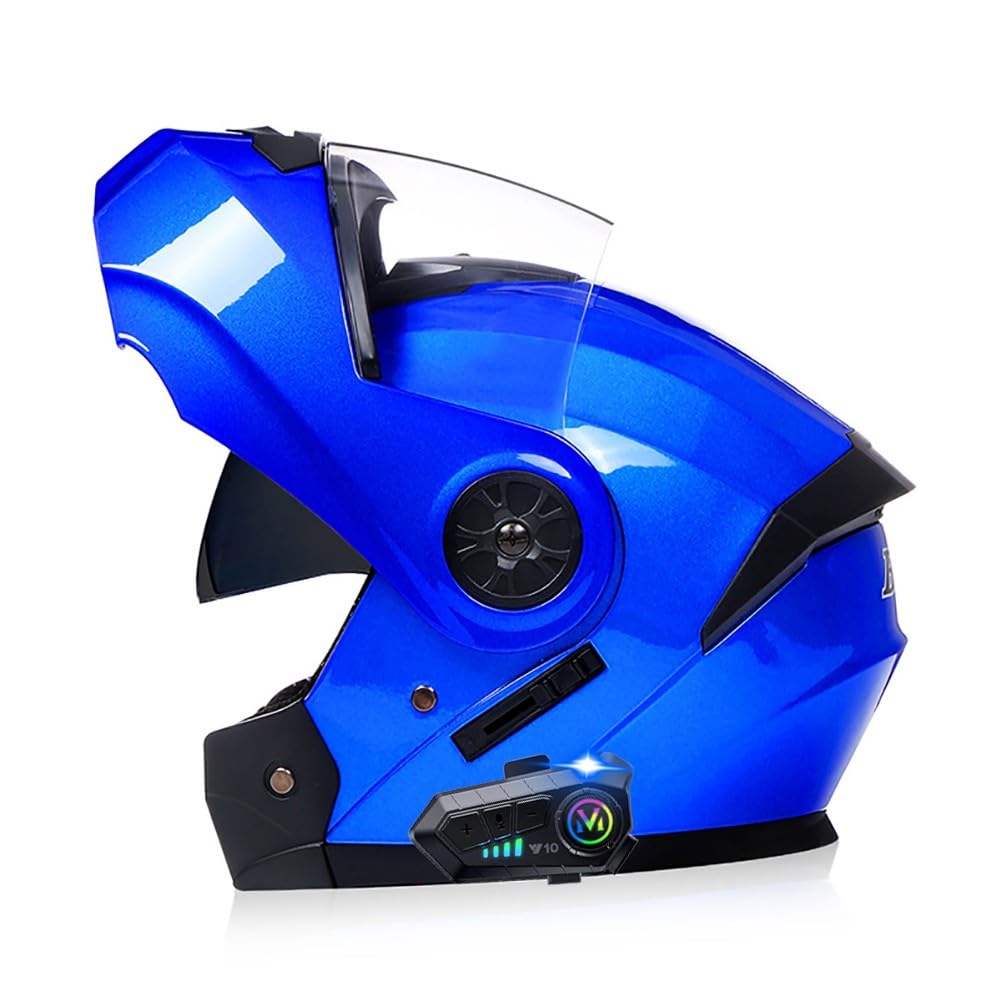 Bluetooth Motorradhelm Motorrad Klapphelme Integralhelm mit Doppelvisier Blendfreier Integrierter Helm DOT/ECE Zertifiziert Racing Crash Helm für Erwachsene Damen und Herren von Uueybsg