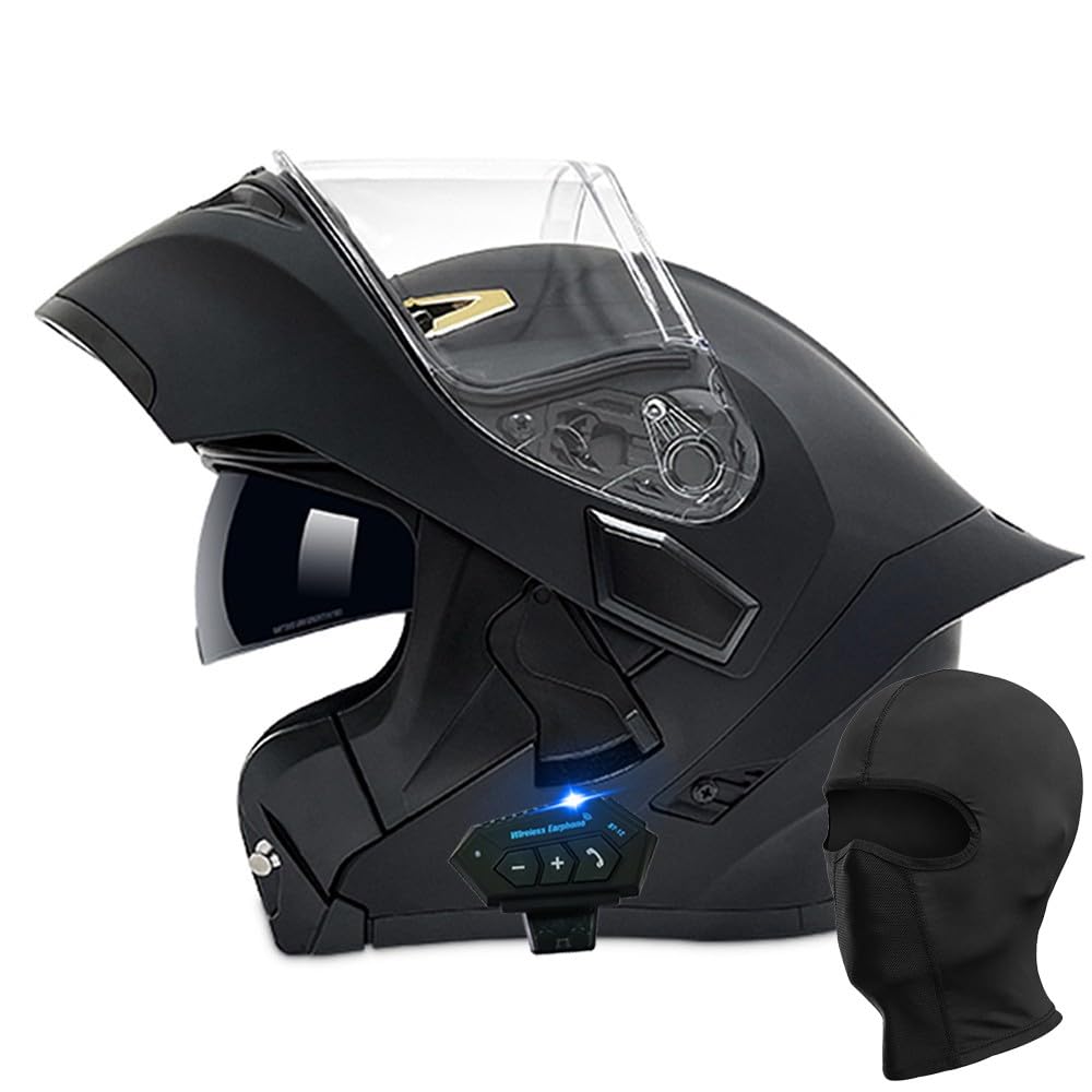 Klapphelm Motorradhelm Motorrad Full Face Helm mit Doppelvisier DOT/ECE Geprüft Anti-Fog-Doppelspiegel Sturzhelm mit Eingebautem Mikrofon Automatische Beantwortung Integralhelm von Uueybsg