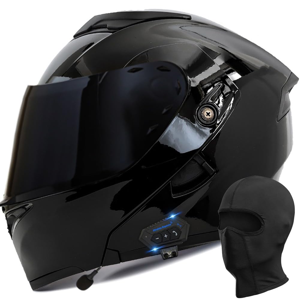 Motorradhelm mit Bluetooth, Motorrad Klapphelm mit Doppelvisier, ECE Zertifiziert, Integralhelm mit Mikrofon für Automatische Reaktion, Modularer Helm für Erwachsene Männer Frauen von Uueybsg