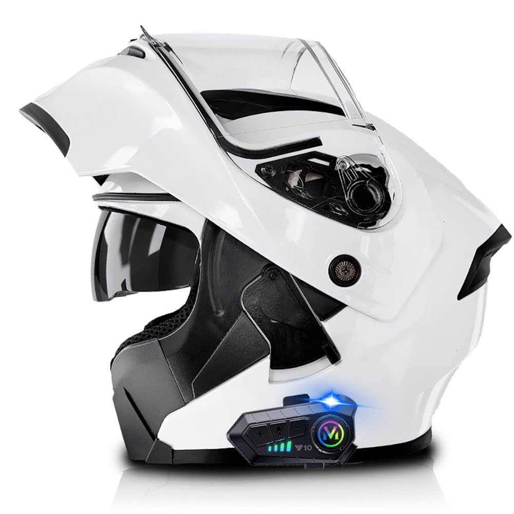 Motorradhelm mit Bluetooth Motorrad Klapphelme mit Anti-Fog Doppelvisier ECE Zertifizierung mit Mikrofon für Automatische Reaktion Integralhelm für Erwachsene Männer und Frauen von Uueybsg