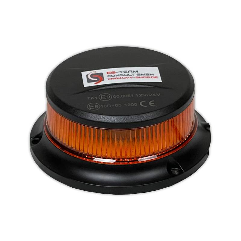 UvV Kennleuchte LED Flash Bauleiter etc. Magnet 200 km/h Rundumleuchte ECE R65 in orange mit 7 Leuchtmodi - für Auto LKW 12V Warnlicht Blinkleuchte von UvV