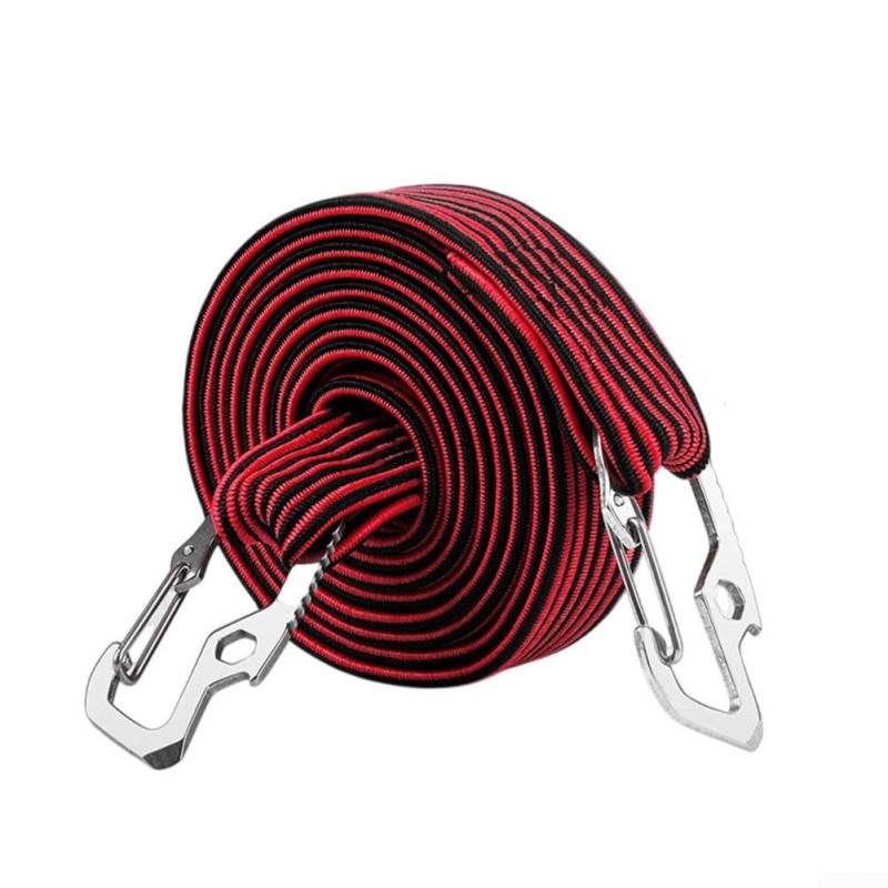 Bungee-Seile mit Haken, 2 m, elastisches Band für sicheren Transport von Gegenständen an Fahrzeugen (rot, 2 m) von Uwithdanceme