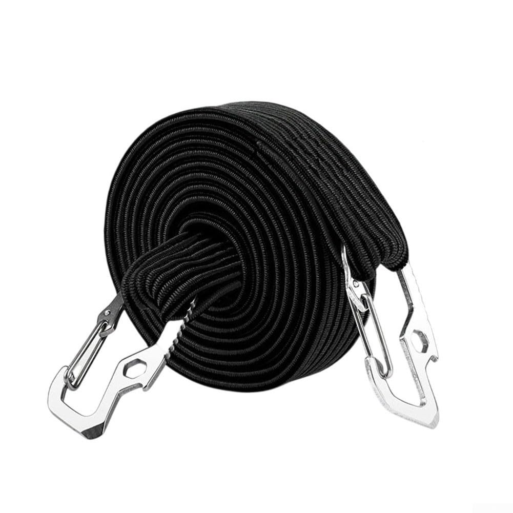 Spanngurte mit Haken, 2 m, elastisches Band für sicheren Transport von Gegenständen an Fahrzeugen (Schwarz, 2 m) von Uwithdanceme