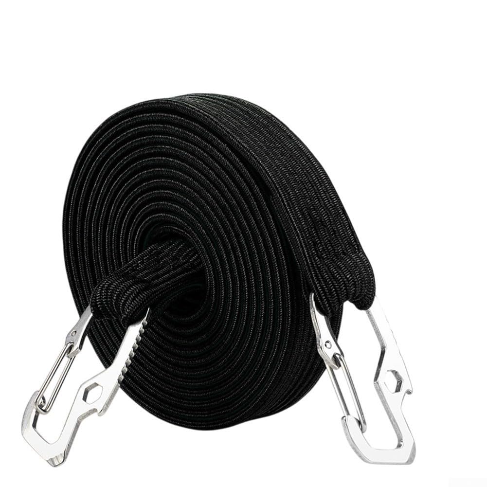 Spanngurte mit Haken, 2 m, elastisches Band für sicheren Transport von Gegenständen an Fahrzeugen (schwarz, 3 m) von Uwithdanceme