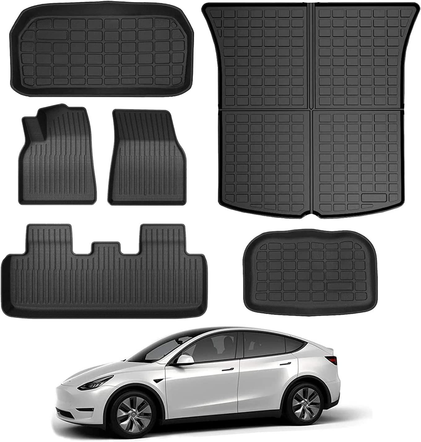 Uxcer Auto-Armlehnenbezug und Mittelkonsolen-Wickelset für Tesla Model 3/Y 2021 2022 2023, PU-Leder-Armlehnenbox, Schutzabdeckung und Kohlefaser-Konsolenabdeckung für Tesla-Innenzubehör (schwarz) von Uxcer