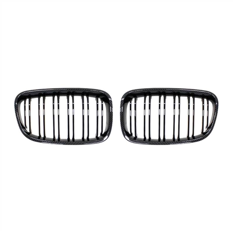 VAAKLM Auto Front Kühlergrill Kompatibel Mit 1er F20 F21 2011 2012 2013 2014 Frontstoßstange Nierengrill Kühlerschutzgitter Autozubehör Ersatz(Carbon Look) von VAAKLM