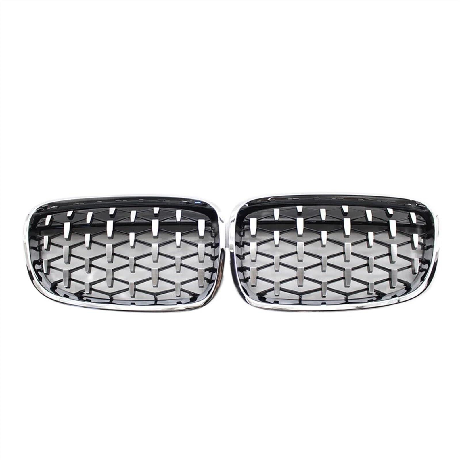 VAAKLM Auto Front Kühlergrill Kompatibel Mit 1er F20 M140i 118d F21 2012 2013 2014 Front Diamonds Style Grille Zubehör Front Kühlergrills Ersetzen(Diamond-Silver) von VAAKLM