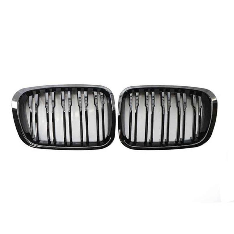 VAAKLM Auto Front Kühlergrill Kompatibel Mit 3er E46 1998 1999 2000 2001 Auto Doppellamellen-Frontnierengrill Frontstoßstangen-Kühlergrill-Zubehör(Gloss Black) von VAAKLM