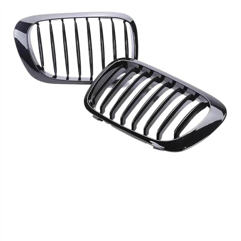 VAAKLM Auto Front Kühlergrill Kompatibel Mit 3er E46 318i 320i 325i 330i 1998 1999 2000 2001 Auto-Frontnierengrill Kühlergrill Vorne Stoßstangengrill(2 Single Gloss Black) von VAAKLM