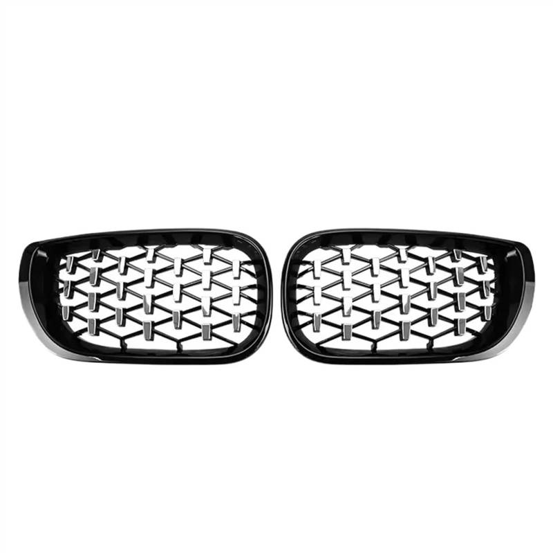 VAAKLM Auto Front Kühlergrill Kompatibel Mit 3er E46 325i 4-Türer 2002 2003 2004 Oberer Grill Im Diamant-Stil, Vordere Nieren-Renngitter, Frontstoßstangengitter(Diamond-Chrome Black) von VAAKLM