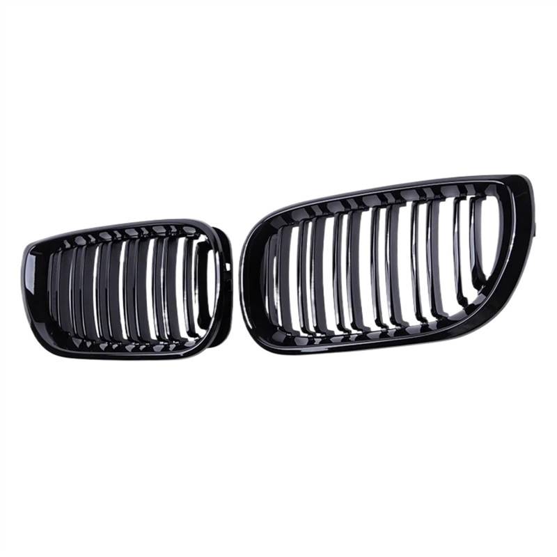 VAAKLM Auto Front Kühlergrill Kompatibel Mit 3er E46 4-Türer 2002 2003 2004 2005 Auto-Frontnierengrill, Schwarz Glänzender Kühlergrill, Doppellamellen-Motorhauben-Renngrill von VAAKLM