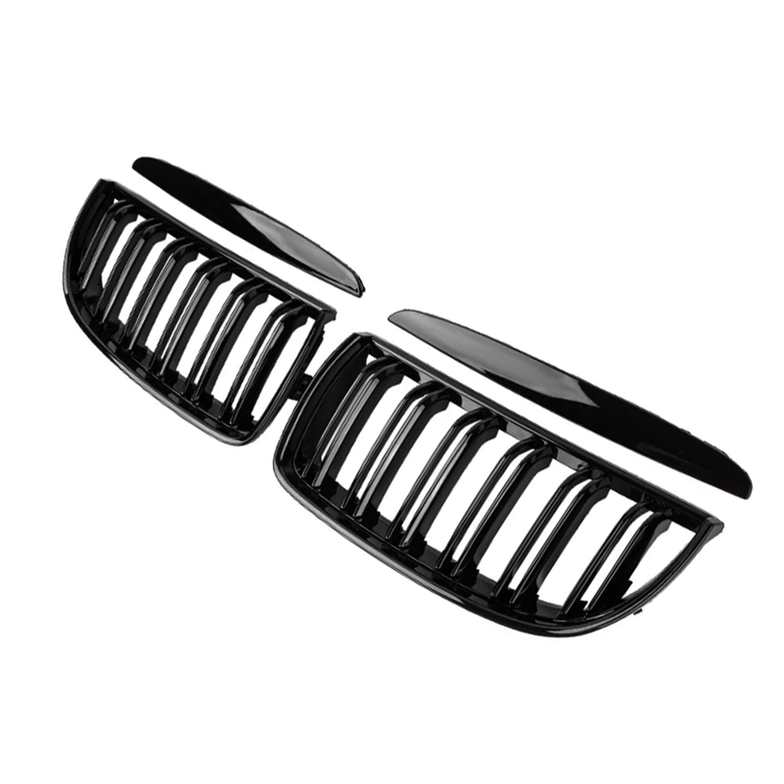 VAAKLM Auto Front Kühlergrill Kompatibel Mit 3er E90 E91 2005 2006 2007 2008 Mattglanz Schwarz Frontstoßstange Nierengrill Grill Haube Mesh Doppellinie(Gloss Black) von VAAKLM