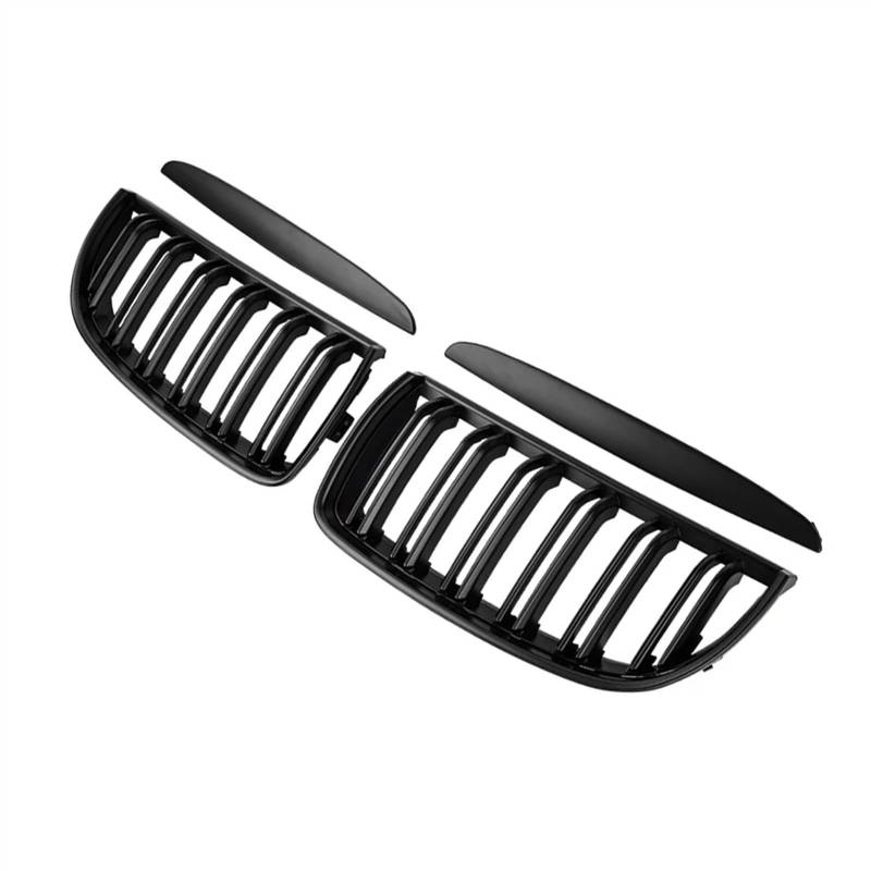 VAAKLM Auto Front Kühlergrill Kompatibel Mit 3er E90 E91 2005 2006 2007 2008 Mattglanz Schwarz Frontstoßstange Nierengrill Grill Haube Mesh Doppellinie(Matte Black) von VAAKLM