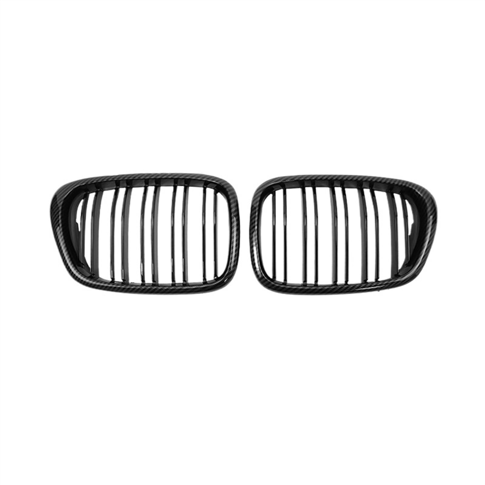 VAAKLM Auto Front Kühlergrill Kompatibel Mit 5er E39 525 528 1999 2000 2001 2002 2003 Auto-Frontstoßstangenhaube Nieren-Renngrill Ersatz Mit Zwei Lamellengittern(Carbon Fiber) von VAAKLM