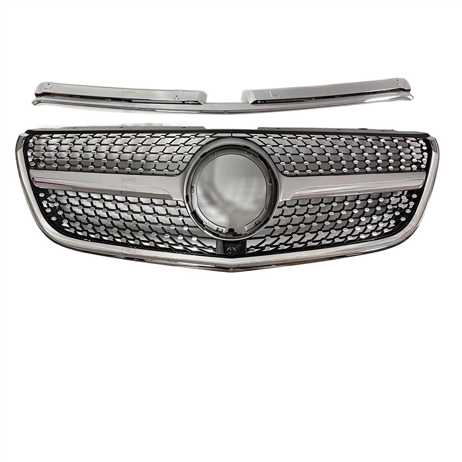 VAAKLM Auto Front Kühlergrill Kompatibel Mit Benz Für Vito W447 2015 2016 2017 2018 2019 2020 2021 2022 2023 Frontgrill Stoßstange Einlass Grillgitter(Chrome Silvery,2015-2019) von VAAKLM