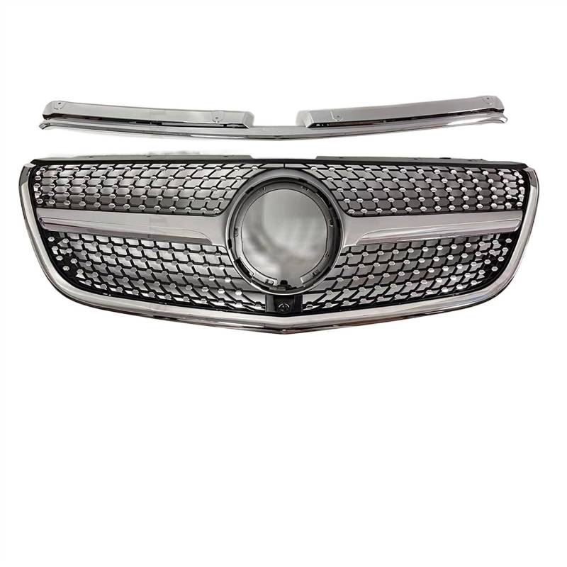 VAAKLM Auto Front Kühlergrill Kompatibel Mit Benz Für Vito W447 2015 2016 2017 2018 2019 2020 2021 2022 2023 Frontgrill Stoßstange Einlass Grillgitter(Chrome Silvery,2015-2019) von VAAKLM