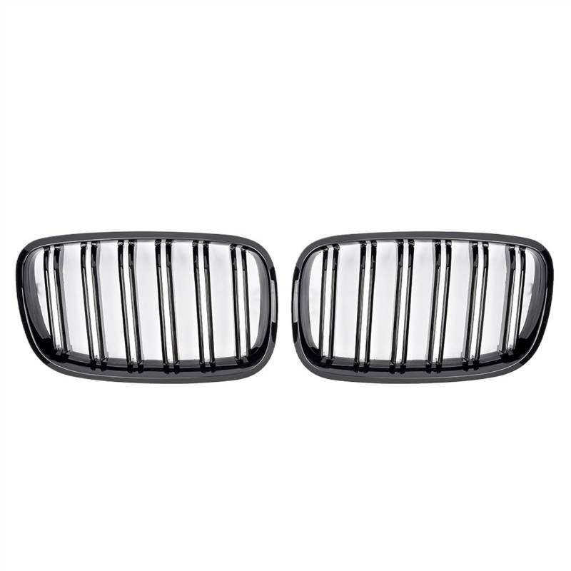 VAAKLM Auto Front Kühlergrill Kompatibel Mit X5 E70 2007 2008 2009 2010 2011 2012 2013 X6 E71 E72 2008 2009 2010 2011 2012 2013 2014 Frontniere Doppellamellengrill(Glossy Black) von VAAKLM