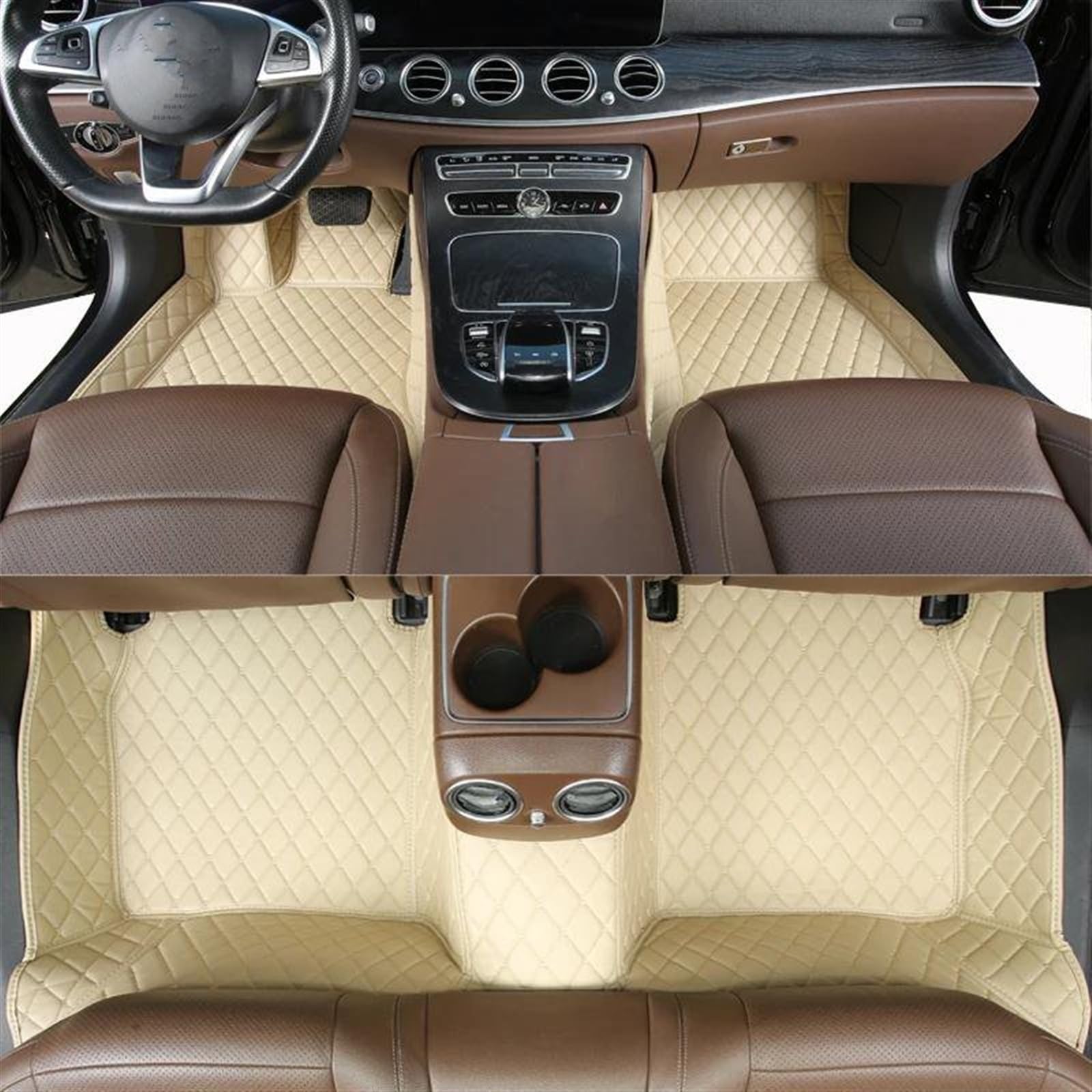 VAAKLM Auto teppiche Kompatibel Mit Captur 2014 2015 2016 2017 Auto-Bodenmatte, Innen-Fußpolster, Luxuriöses Komplettes Set, Teppiche, Auto-Zubehör, Innen-Anti-Rutsch-Matte(Beige) von VAAKLM